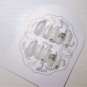 White French nail handmade gel nail, gem nails, acrylic press on nail, wedding